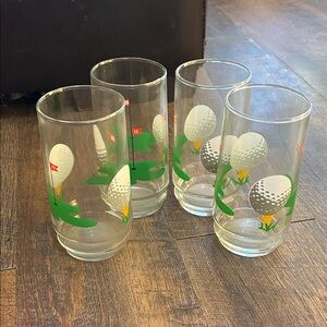 4 Indiana‎ Glass 19th Hole Tumblers Set Vintage Golf Sport Novelty Retro Fun